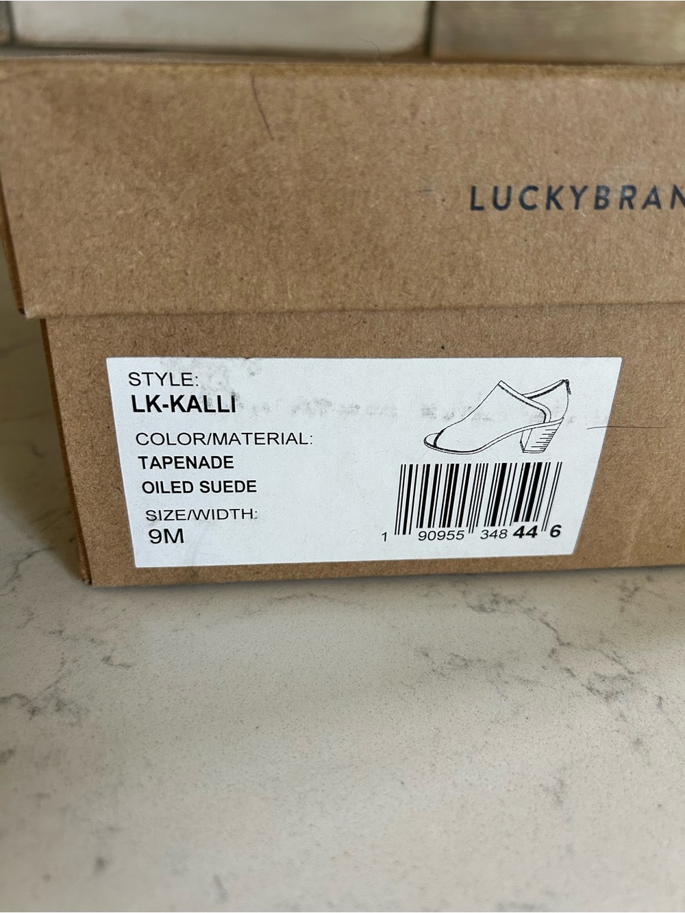 🍀Lucky Brand Kalli Tan Oiled Suede Open-Toe Block Heel Mule Ankle Booties - Picture 3 of 11